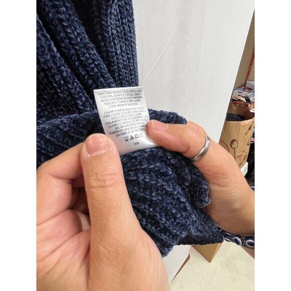 Time and Tru Womens Pullover Mock Neck Pullover Cotton Sweater Blue S/4-6 - Picture 3 of 7